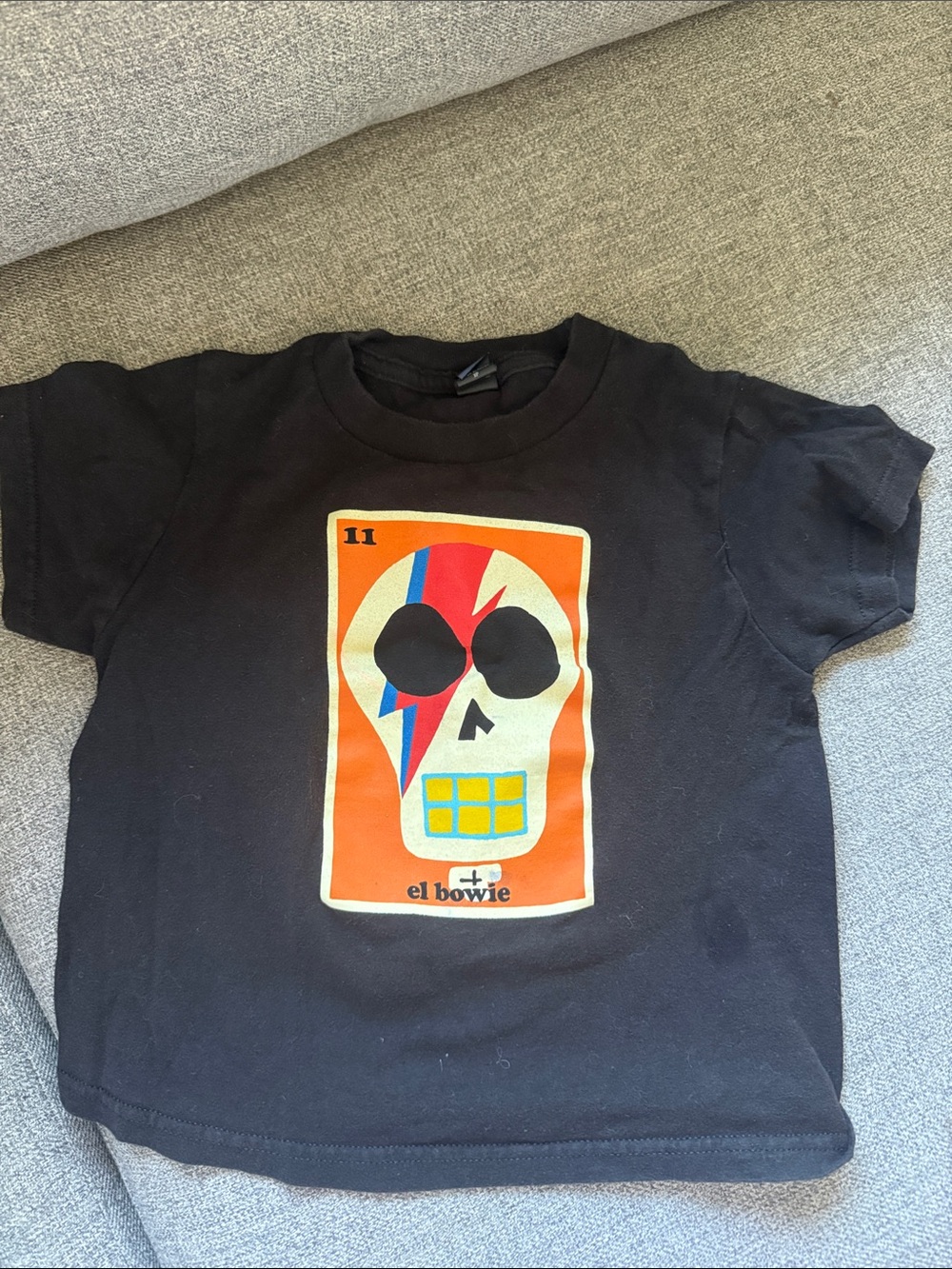 Kids Black 'el bowie' Graphic Tee with Orange Skull